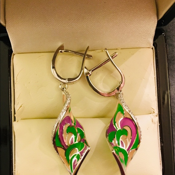 Sterling silver 925 dangling twist earrings. - Picture 2 of 7